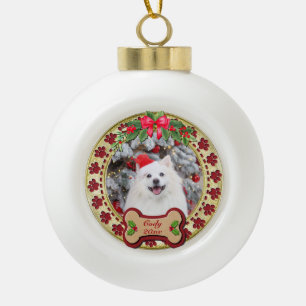 I Woof You A Merry Christmas Personalised Dog Gift Ceramic Ball Christmas Ornament