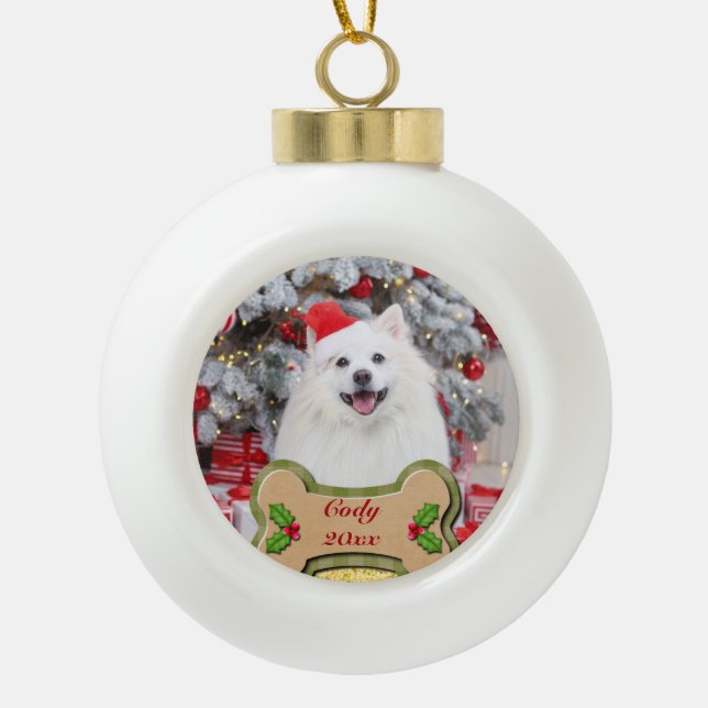 I Woof You A Merry Christmas Personalised Dog Gift Ceramic Ball Christmas Ornament (Front)