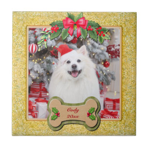 I Woof You A Merry Christmas Personalised Dog Gift Ceramic Tile