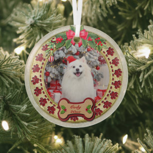I Woof You A Merry Christmas Personalised Dog Gift Glass Tree Decoration