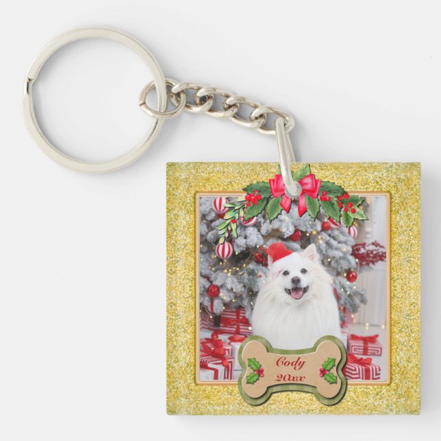 I Woof You A Merry Christmas Personalised Dog Gift Key Ring (Front)