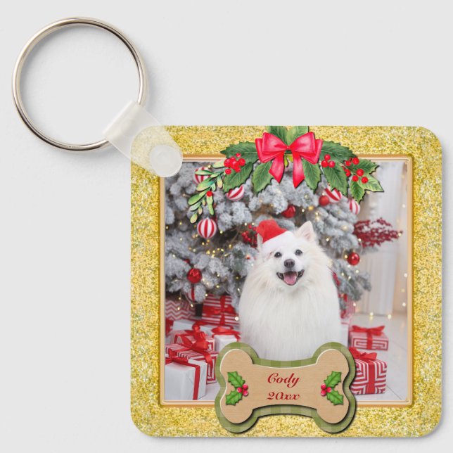 I Woof You A Merry Christmas Personalised Dog Gift Key Ring (Front)