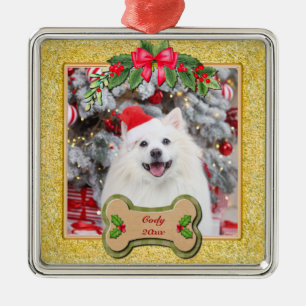 I Woof You A Merry Christmas Personalised Dog Gift Metal Ornament