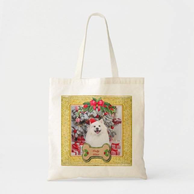 I Woof You A Merry Christmas Personalised Dog Gift Tote Bag (Front)