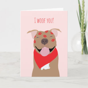 I Woof You American Bulldog Kiss Marks Card
