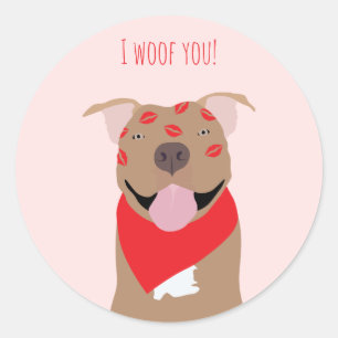 I Woof You American Bulldog Kiss Marks Classic Round Sticker