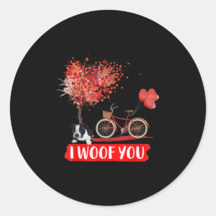 I Woof You. Boston Terrier Dog Valentine Gifts Classic Round Sticker