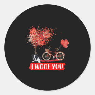 I Woof You. Boston Terrier Dog Valentine Gifts Classic Round Sticker