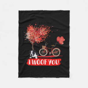 I Woof You. Boston Terrier Dog Valentine Gifts Fleece Blanket
