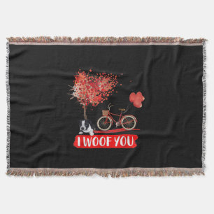 I Woof You. Boston Terrier Dog Valentine Gifts Throw Blanket