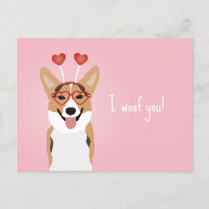 I Woof You Corgi Dog Valentines Day Postcard
