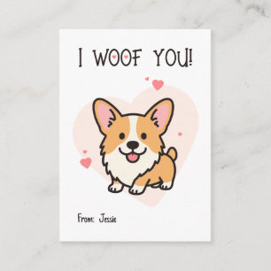 I Woof You Corgi Kids Valentine Card