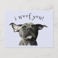 I Woof You Cute Black Pitbull Dog