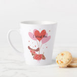 I Woof You Cute Dachshund Dog Red Heart Balloons Latte Mug<br><div class="desc">I Woof You Cute Dachshund Dog Red Pink Heart Balloons Latte Mug features a cute Dachshund dog wearing heart shaped glasses being carried in the air by red and pink heart shaped balloons with the text "I Woof You" in modern script typography. Accented with cute red love hearts. Perfect gift...</div>