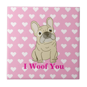 I Woof You - French Bulldog hearts Ceramic Tile
