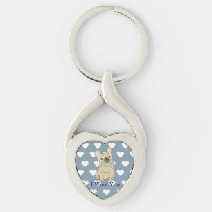 I Woof You - French Bulldog hearts Key Ring