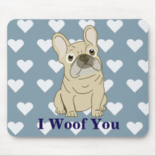 I Woof You - French Bulldog hearts Mouse Pad