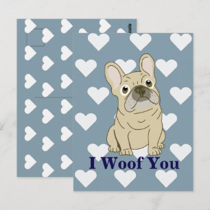 I Woof You - French Bulldog hearts Postcard