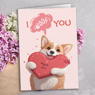 I Woof You Mum Corgi Funny Dog Pun Mother's Day Card