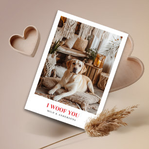 I Woof You Red Dog Retriever Valentines Photo Card