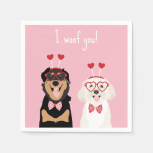 I Woof You Valentine Dog Rottweiler Maltipoo Puppy Napkin