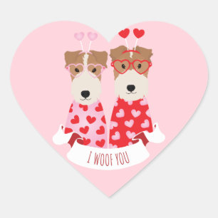 i Woof You Valentine Welsh Terrier Dogs Heart Sticker