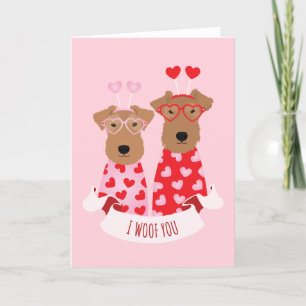 i Woof You Valentine Wire Fox Terrier Dogs Holiday Card