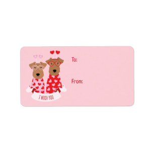 i Woof You Valentine Wire Fox Terrier Dogs Label