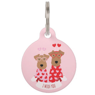 i Woof You Valentine Wire Fox Terrier Dogs Pet Tag