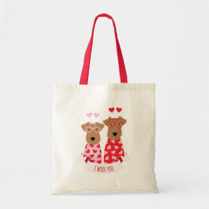 i Woof You Valentine Wire Fox Terrier Dogs Tote Bag