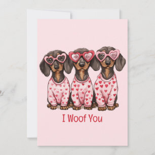 I Woof You Valentines Day Dachshund Dogs Holiday Card