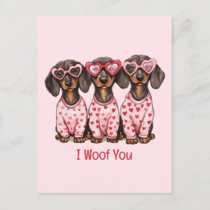 I Woof You Valentines Day Dachshund Dogs Holiday Postcard