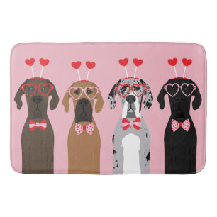 I Woof You Valentines Day Great Dane Dogs Bath Mat