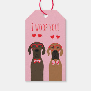 I Woof You Valentines Day Great Dane Dogs Gift Tags