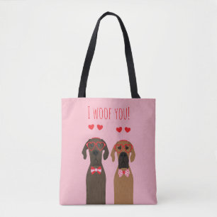 I Woof You Valentines Day Great Dane Dogs Tote Bag