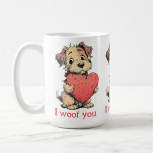 I woof you Vintage Puppy Heart Valentine`s Day Coffee Mug