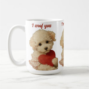 I woof you Vintage Puppy Love Message Coffee Mug
