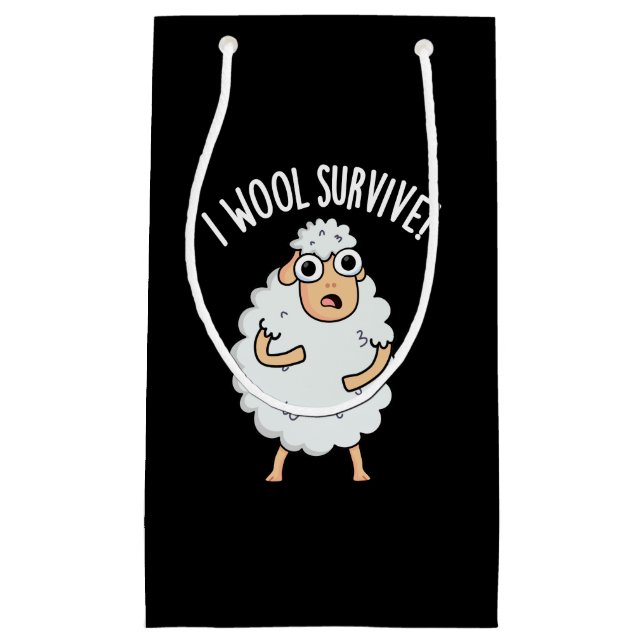 I Wool Survive Funny Sheep Pun Dark BG Small Gift Bag (Front)