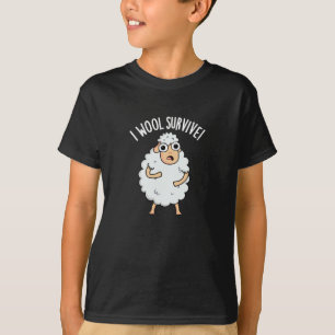 I Wool Survive Funny Sheep Puns Dark BG T-Shirt