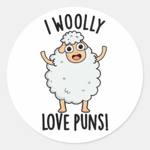 I Wooly Love Puns Funny Sheep Pun  Classic Round Sticker