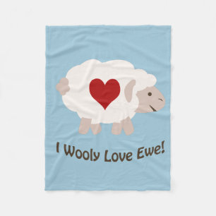 I Wooly Love You! blue Fleece Blanket