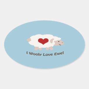 I Wooly Love You! Oval Sticker