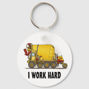 I Work Hard Cement Mixer Truck Key Chain