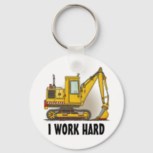 I Work Hard Digger Shovel Key Chain