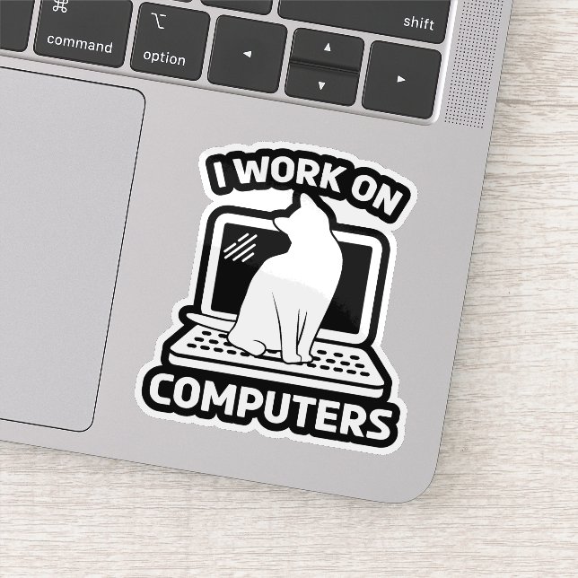 I Work On Computers Funny Cat (Detail)
