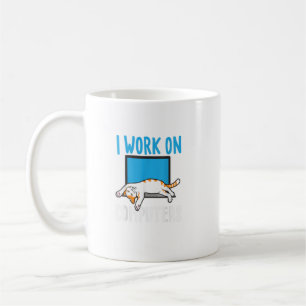 I Work On Computers Funny Cat Lover Kitten Kitty  Coffee Mug