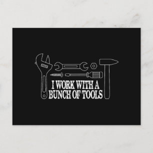 I work with a bunch of tools - Funny Construction Holiday Postcard