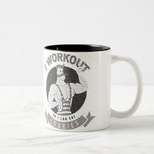 I Workout So I Can Eat Cookies Two-Tone Coffee Mug