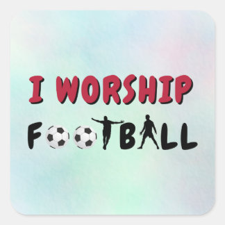 I worship football square sticker