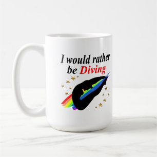 I WOULD RATHER BE DIVING DIVER GIRL DESIGN COFFEE MUG